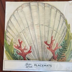 Hester & Cook "Shells And Coral” Paper Placemats Set Of 12 Table Decoration